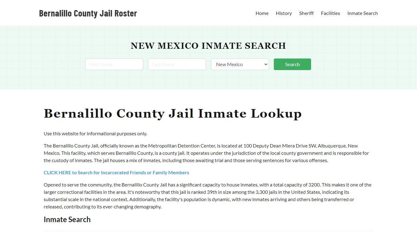 Bernalillo County Jail Roster Lookup, NM, Inmate Search