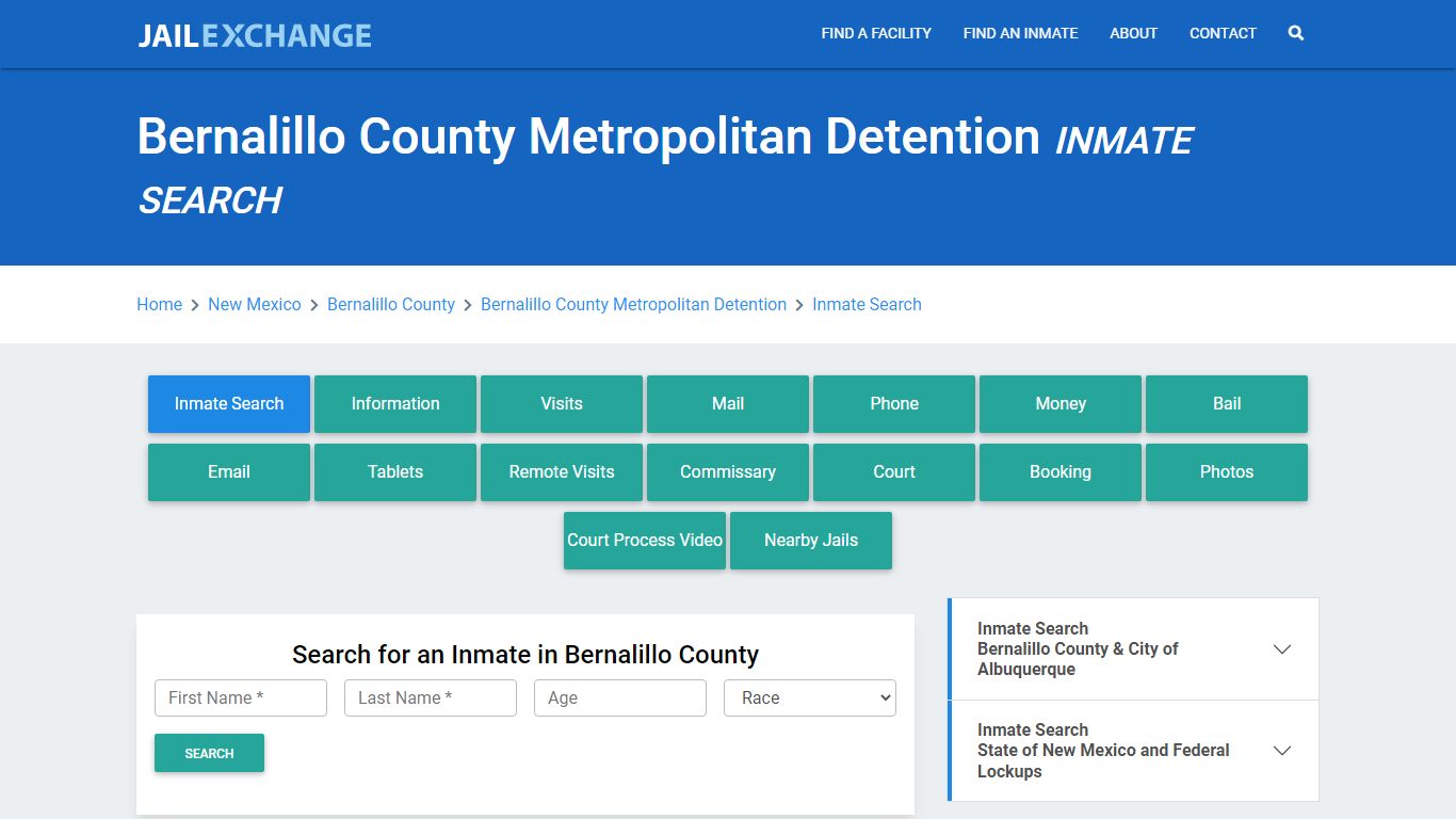 Bernalillo County Metropolitan Detention Inmate Search - Jail Exchange