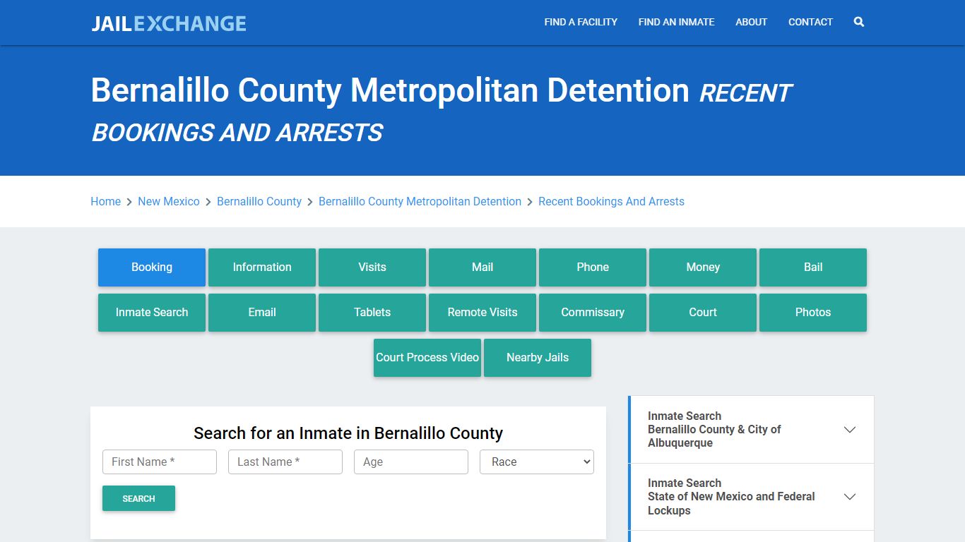 Bernalillo County Metropolitan Detention Recent Bookings And Arrests